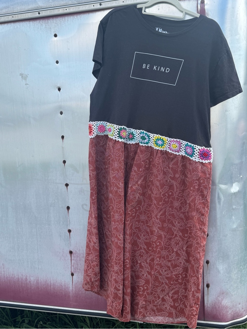 Be Kind Black & Rust Maxi Dress with Crochet Trim